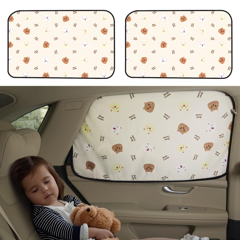 Aokway Magnetic Car Window Shades, 2Pcs Double-Layer UV Protection Car Curtains for Rear Side Window Sun Shade, Universal Fit for Baby, Driver (Black, Rear 2pcs) - Image 1